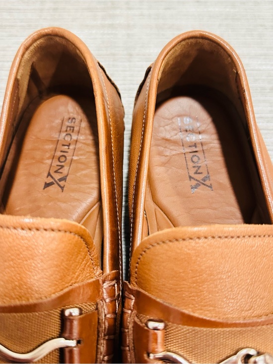 Section X Men\'s Saint Braid Bit Venetian Loafers Brown Leather Shoes Size 11M